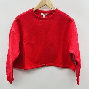 Cali Be Womens Size Small Crew Neck Cropped Cinch Fleece Sweatshirt in Red